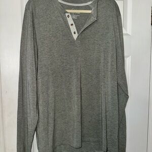 Men's Gray Henley Long Sleeve Shirt